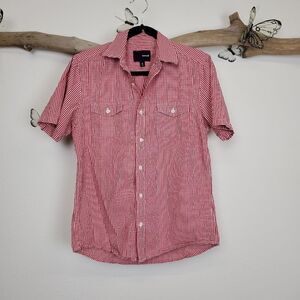 Hurley red and white gingham short sleeve shirt
